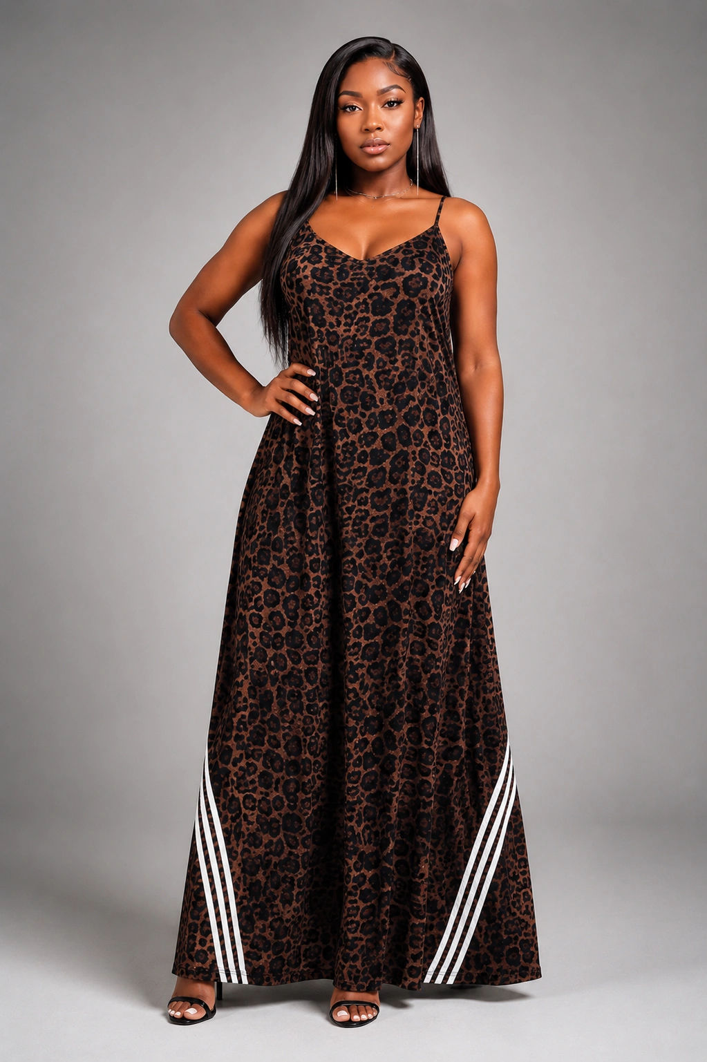 Elegant fashion portrait in leopard print Leopard print Gown - Image 1