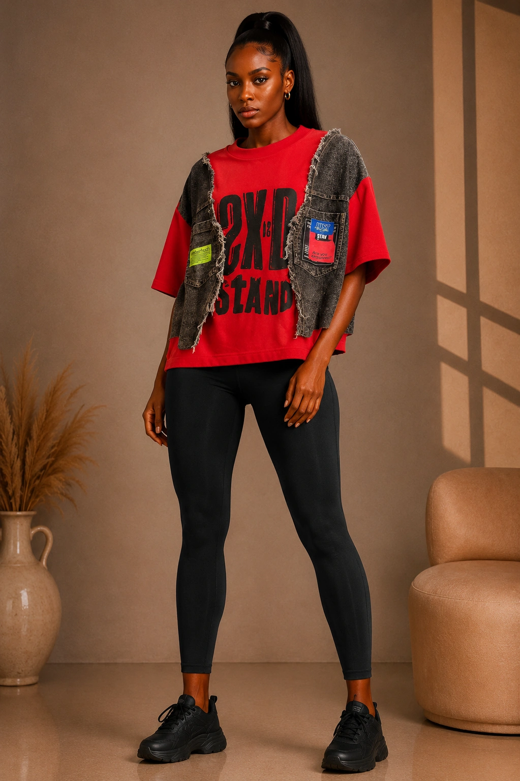Confident style in a minimalist studio f Luxury top - Image 1