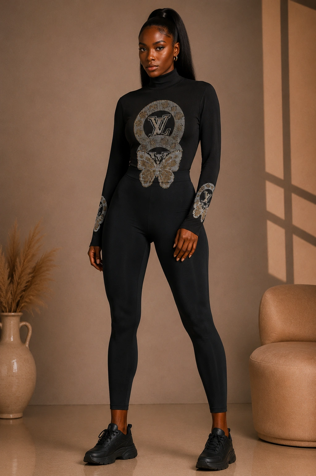 Elegant fashion portrait with rhinestone details Elegant fashion top with rhinestone details - Image 1