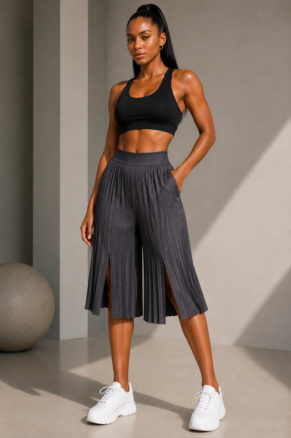 Minimalist studio fashion with a bold pose Elegant bold pose - Image 1